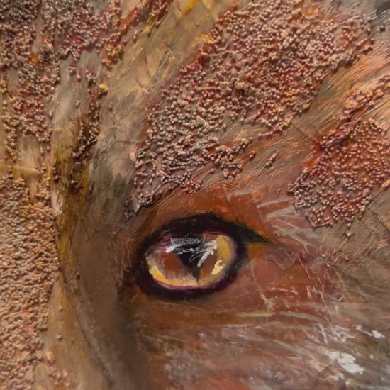 Zoom out video of the painting titled Cosmic Fox Two by Rachel Ingrid